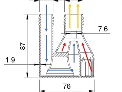 180 degree angled Water Suction Jet Pump Ejector vacuum 3D print model