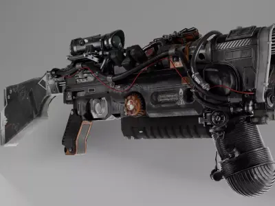 Incinerator gun Sci-fi Low-poly 3D model