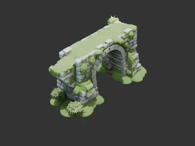 Stone Bridge Ruins Low-poly 3D model
