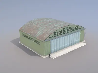 Airport Hangar SmallHangar 01 closed Low-poly 3D model