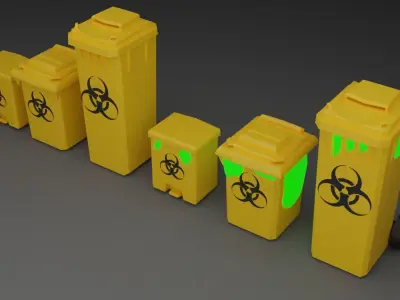 Biohazard Trash Bin Pack Low-poly 3D model