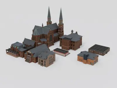 Ste Anne de Detroit historic church 3D model