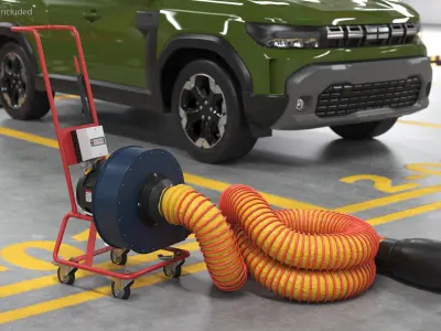 Car Exhaust Extractor Rigged for Maya 3D model
