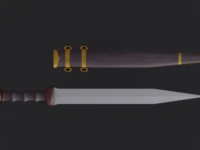Roman Fulham Gladius and Scabbard Free low-poly 3D model