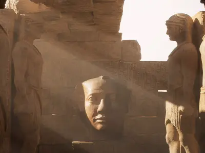 Egyptian colossal granite heads 3D model