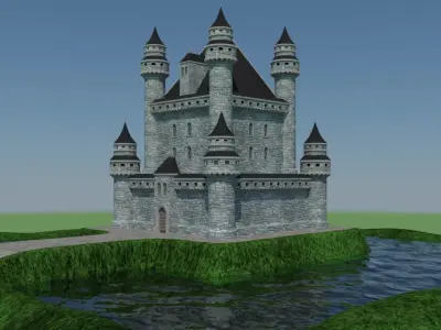 Castle in middle of grass 3D model