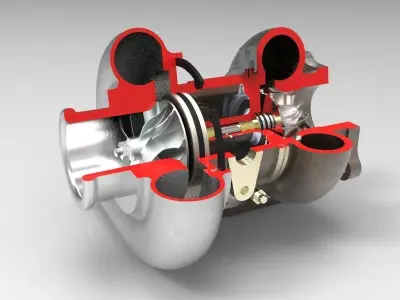 Turbocharger with air filter 3D model