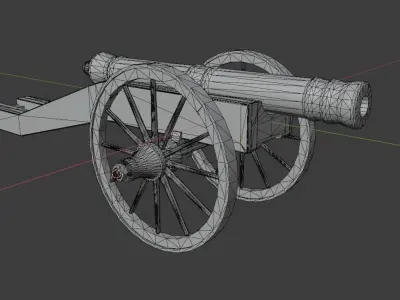 Old cannon Low-poly 3D model