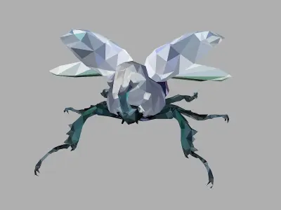 Firefly Bark Beetle Low Polygon Art Insect Low-poly 3D model