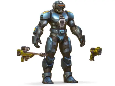 Sci-Fi Male Cyborg Drone Man Sniper Soldier Low-poly 3D model