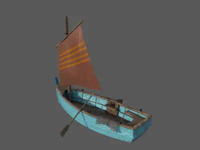 Wooden Fisher Boat 3D model