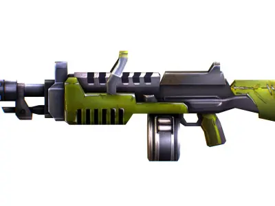 Low Poly Sci-Fi Cartoon Assault Heavy Machine Gun Low-poly 3D model