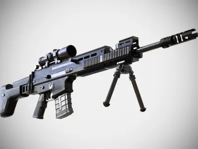 FN SCAR - H - 25 Attachments - Customizable - Highly Detailed Low-poly 3D model