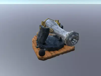 Small Medieval Cannon Low-poly 3D model