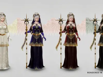 Angelic Priest Low-poly 3D model