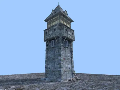 medieval watch tower 3D model