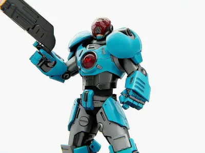 CYBER COP X-3000 Rigged for Unreal Engine - Unity - MIXAMO  3D model