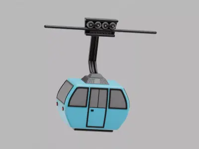 Cable Car Cartoon Low-poly 3D model