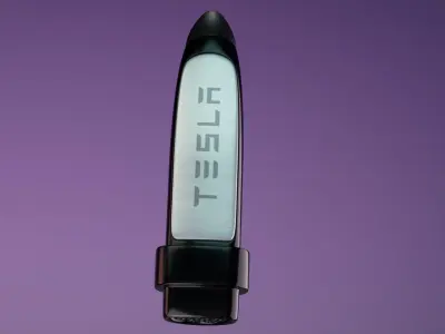 Tesla Electric Vehicle Charging Station and Charge Plug Free low-poly 3D model