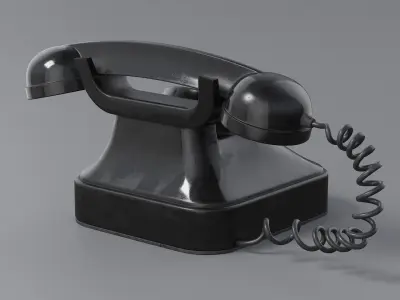 Retro Rotary Telephone PBR 3D model