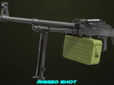 Machine Gun 11 Metal All PBR Unity UE Textures Low-poly 3D model