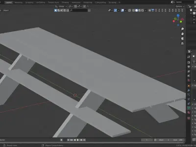 Bench wooden Low-poly 3D model 4
