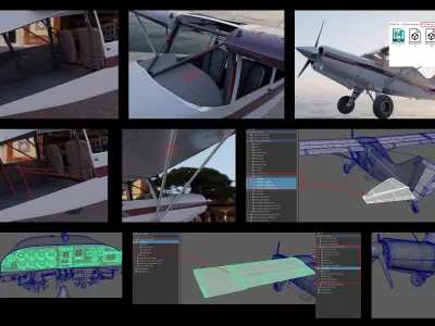 Maule light aircraft with interior 3D model