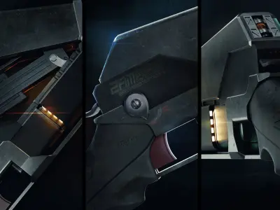 Cyber Handgun VFX Asset 3D model