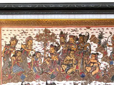 Balinese picture green frame great battle scene Low-poly 3D model