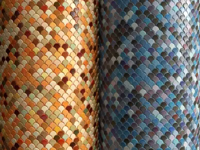 Materials 18- Fish scale tiles PBR 3D model