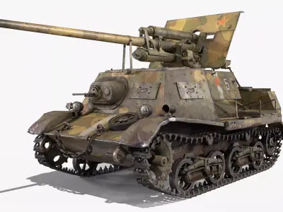 Military Self Propelled Artillery Unit USSR Low-poly 3D model