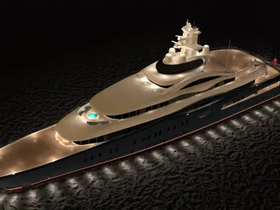 Feadship 1010 Superyacht Night Scene 3D model