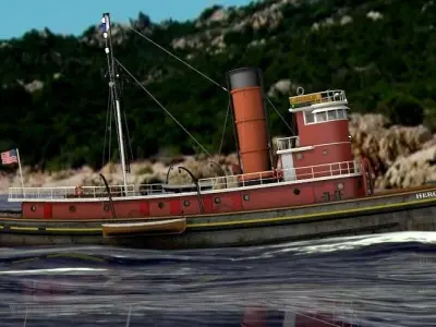 Hercules Tug Ship - 1907 Low-poly 3D model