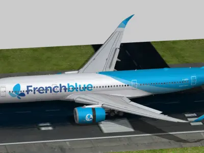 Airbus A350-900 XWB FrenchBlue airline livery Low-poly 3D model