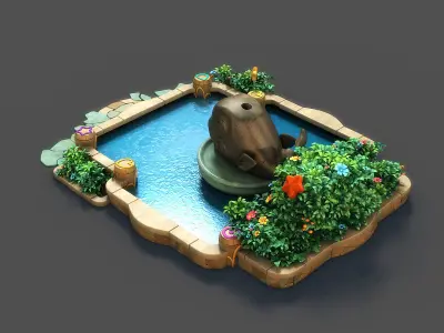 Cartoon Fountain 3D model