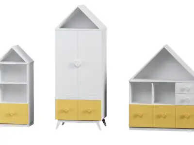 Furniture set toy house with drawers 3D model
