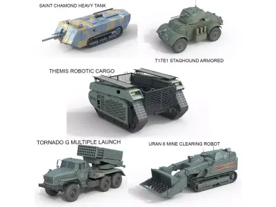 5 Military Vehicles Collection v8 Low-poly 3D model