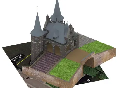 Waterport model game ready castle in netherlands Low-poly 3D model