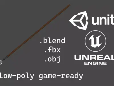 low-poly game-ready 3d spear Free low-poly 3D model