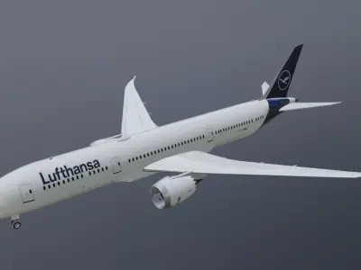 Lufthansa Boeing 787-9 Dreamliner low poly 3D model Low-poly 3D model