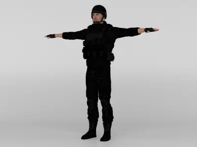Commando police officer 3D model