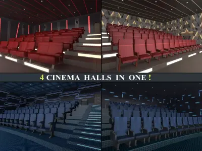 Cinema Halls Pack01 Low-poly 3D model