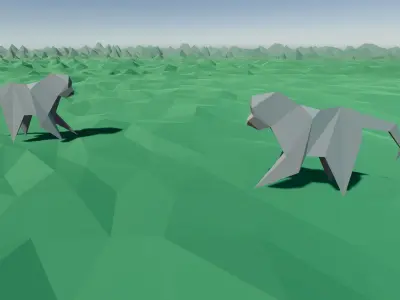 Origami Monkey Low-poly 3D model