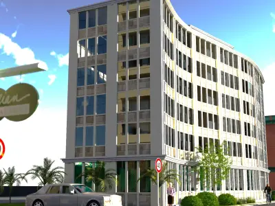 Curved Building001 Low-poly 3D model