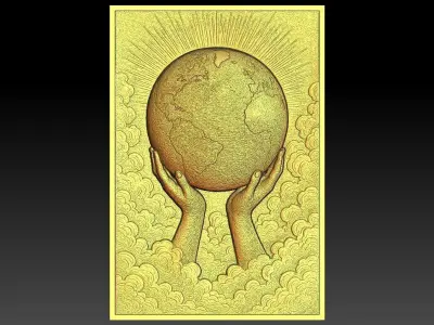 1 Earth CNC Relief Model Free 3D print model
