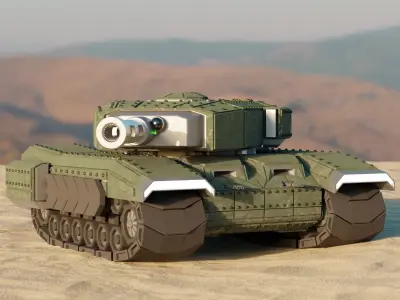 Futuristic Low Poly Tank Low-poly 3D model