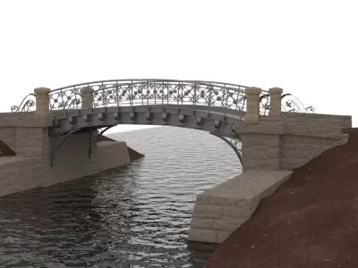 Bridge over river 3D model