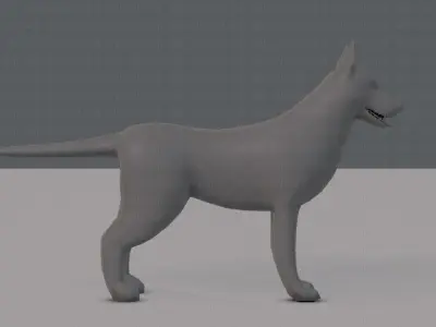 Dog base for game Low-poly 3D model