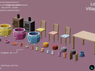 Low Poly Village Pack - Part 3 Low-poly 3D model