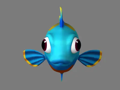 Cartoon Fish02  Rigged Animated 3D model